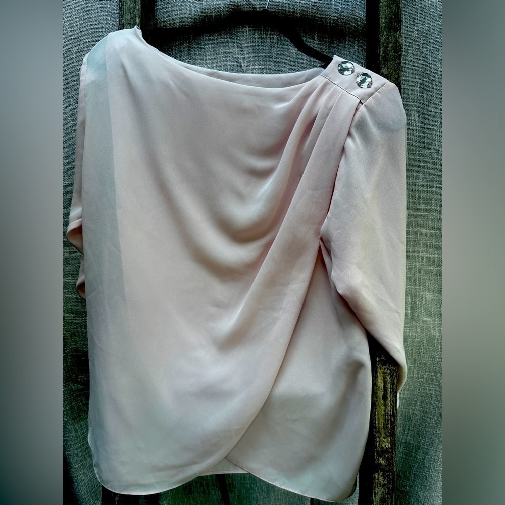 Vintage GLANCES Los Angeles Pink Blouse w/Jeweled shoulder detail
